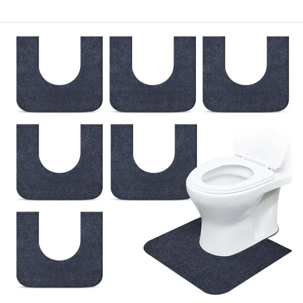 6 Pack Toilet Mat Round Commode Potty Training Urinal Mats for Bathroom- Gray